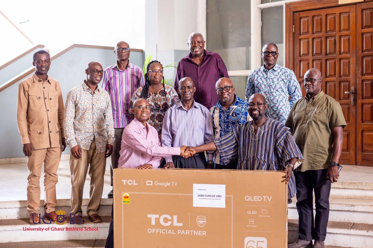 ugbsofficial's tweet photo. The University of Ghana Business School (UGBS) received a generous donation of digital equipment from its 1985-year group (Platinum ’85) on 11th February 2026 as part of efforts to enhance teaching and digital learning through technology.

🔗 Read more: https://t.co/TwjPhFA2Nx https://t.co/6dbH9XAPBH