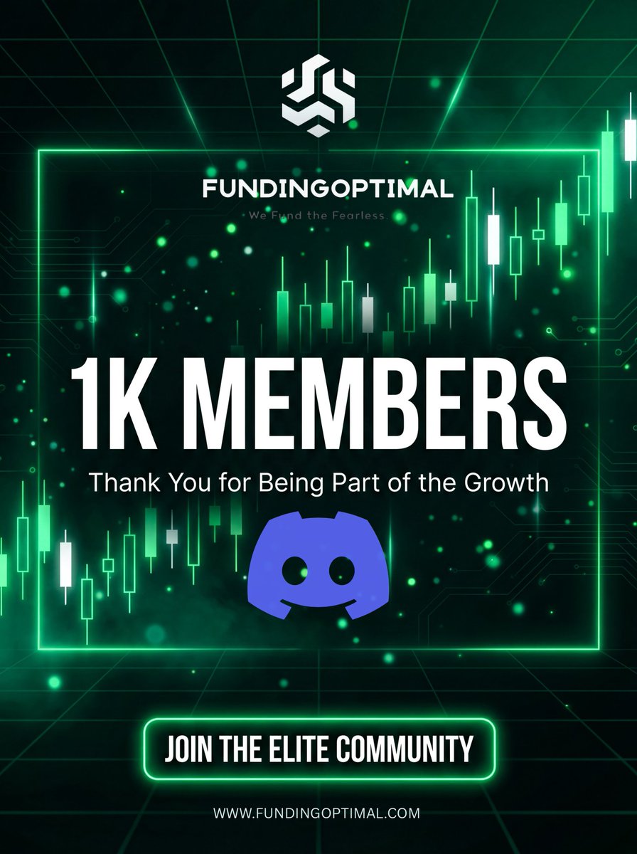 We just hit 1,000+ members on Discord 🎉

1,000+ traders building.
1,000+ traders learning.
1,000+ traders pushing for funded success.

This is more than a milestone it’s momentum.

Next target: 5K 🚀

Join the elite community 👇
discord.gg/Q4bYmSpXW4