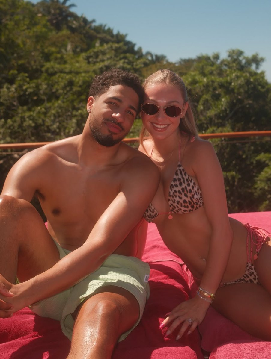 AthleteVanity's tweet image. Tyrese Haliburton and his fiancée, Jade Jones