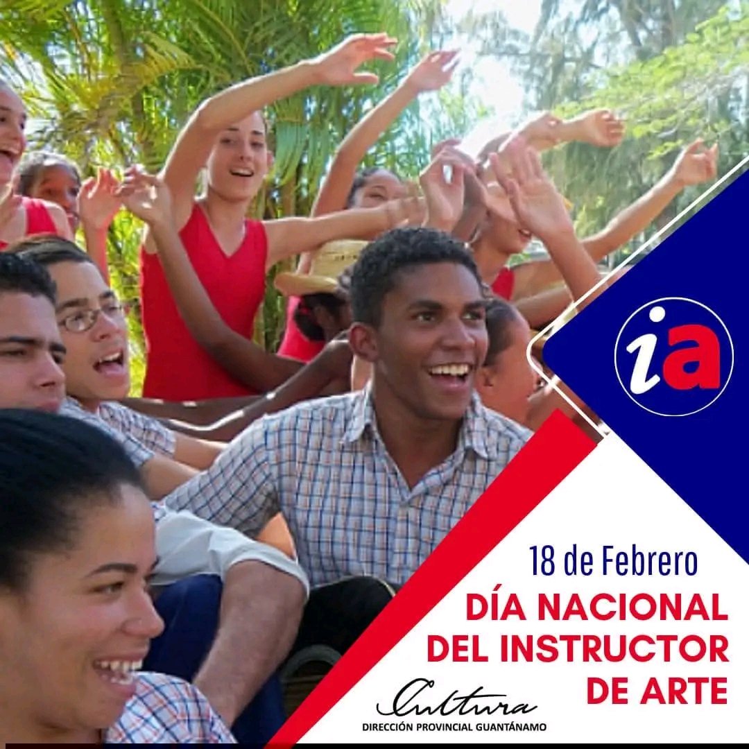 PrensaGtmo's tweet photo. Hoy, 18 de febrero, celebramos el Día del #InstructorDeArte. Nuestro reconocimiento y gratitud a todos, en especial a los de nuestra provincia, por su invaluable labor formativa en Casas de Cultura, escuelas y comunidades. 👏🎭🎨

 #InstructoresDeArte #Cultura #Guantánamo https://t.co/Ydc2okndDA
