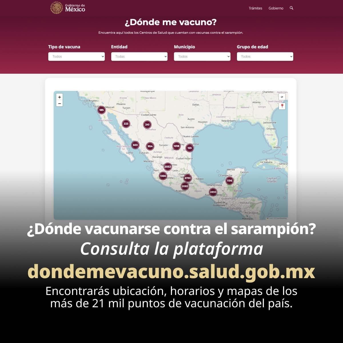 LaydaSansores's tweet photo. Tienes dudas sobre dónde vacunarte contra el sarampión?

En https://t.co/E6gLo3EE0s puedes consultar la ubicación, horarios y mapas de los más de 21 mil puntos de vacunación en todo el país.

Infórmate, acude a tu centro de salud y mantén al día tu esquema de vacunación. https://t.co/powd8S2QxX