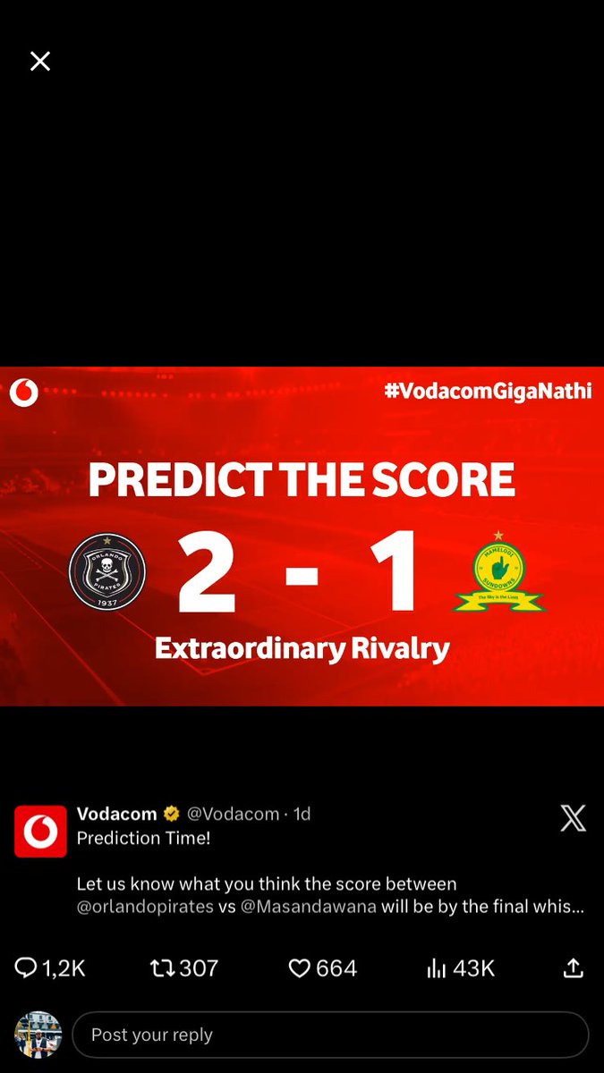 GilbatorixSA's tweet photo. @Vodacom @orlandopirates @Masandawana #VodacomGiganathi #ReleMofokeng  and #Hotto https://t.co/Ae9NxjXqea