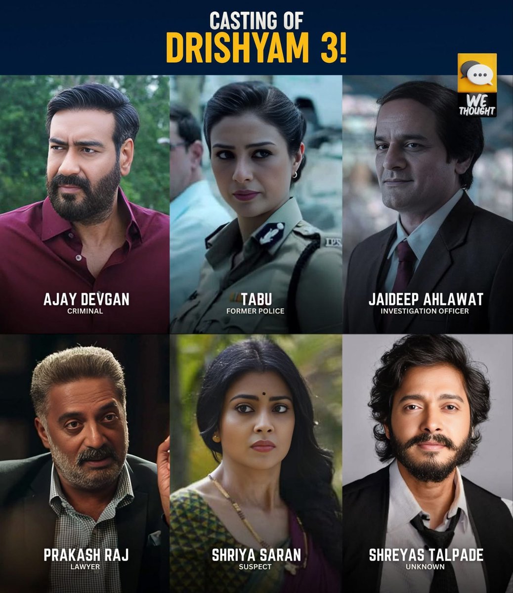 adians_singham's tweet photo. Some say 'original better' but numbers don't lie – #AjayDevgn's Drishyam made it pan-India brand! Now with this powerhouse cast? Sorry haters, another 300-400 CR incoming  #Drishyam3 #AjayDevgnRules https://t.co/2V5B2CIJdE