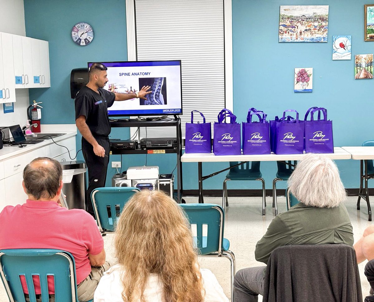 Great to see our team extending spine care beyond our office walls! Dr. Chhatlani recently addressed the residents of The Grove Community in Boynton Beach with an overview of low back pain &amp; available treatment pathways. cantorspinecenter.com 

#CantorSpine #SpineHealth