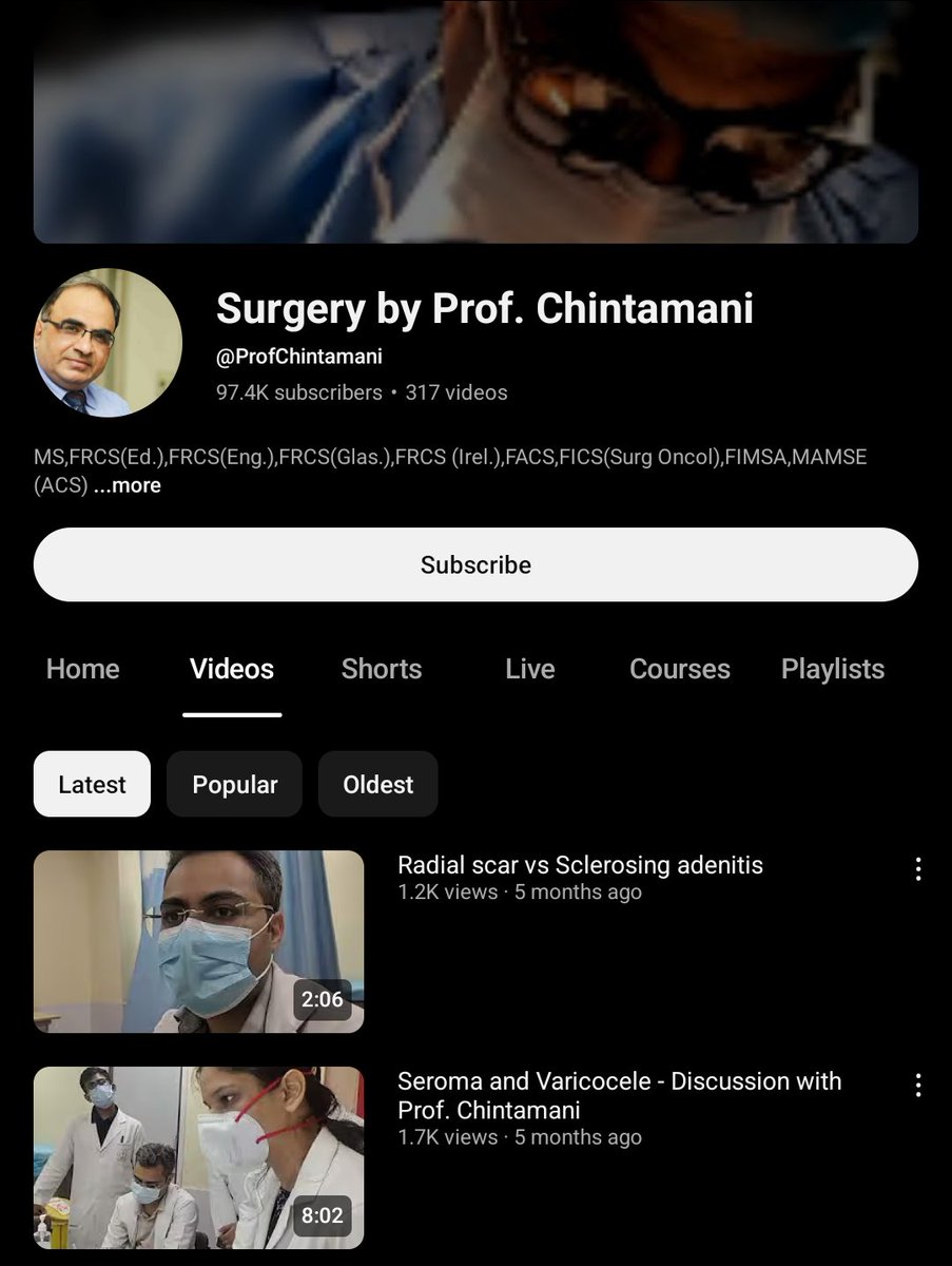 One of the best channels for surgery 
Sir explains in so much detail and to the point ‼️

There are case presentation by students also...
