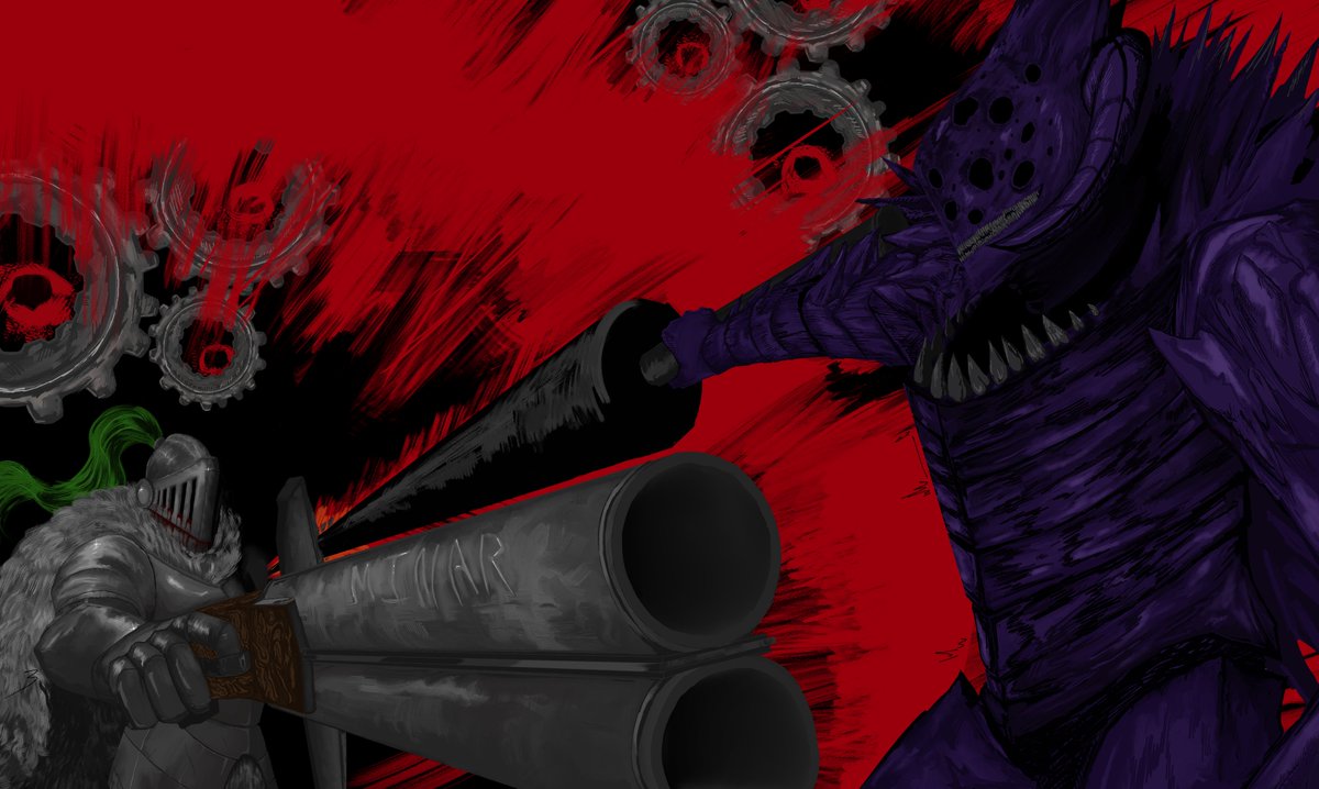 IreAgnus's tweet image. My finished piece! This one took me a while to complete. (´▽`ʃ♡ƪ) Hope y'all can enjoy it. 

its a piece between Sinner Grimm vs. Black Knight Lindamea. Had a fun time with this one. 
#BLACKSOULS
#BLACKSOULSII