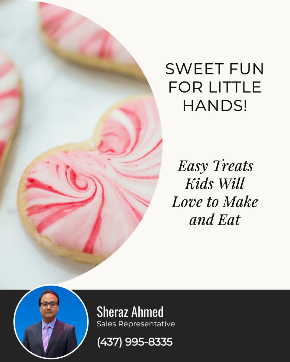 RealtorSheraz's tweet image. Try these easy ideas:
🍪 Heart-shaped cookies with vibrant frosting
🍫 Chocolate-dipped strawberries
🧁 Mini cupcakes with sprinkles
🍎 Fun fruit kabobs

Bonus: let kids help decorate and watch their creativity shine!

#kidsactivities #familyfun #YoursRealtor #Niagara