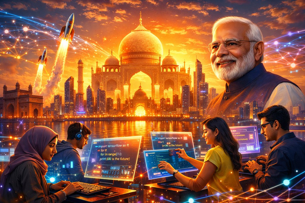 The_TechProf's tweet photo. 🚀 PM Modi sets bold vision: India among top 3 AI superpowers by 2047! With $200B investments incoming, from students to startups—AI jobs &amp; innovation boom ahead. As a Python learner, are you ready? #IndiaAI #TechProfessor #AIRevolution  #AISummit # https://t.co/LkVL3T1vjL