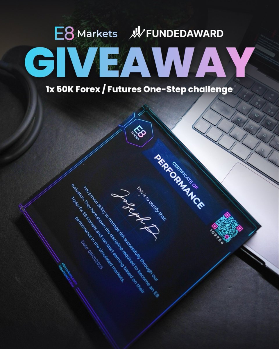 Giveaway time 📊

1x 50K Forex / Futures One-Step E8 Markets challenge

To enter:
1️⃣ Follow <a href="/FundedAward/">Funded Award</a> &amp; <a href="/E8Markets/">E8 Markets</a> 
2️⃣ Repost
3️⃣ Tag 3 friends 

The winner will be announced in 3 days, good luck 🥂