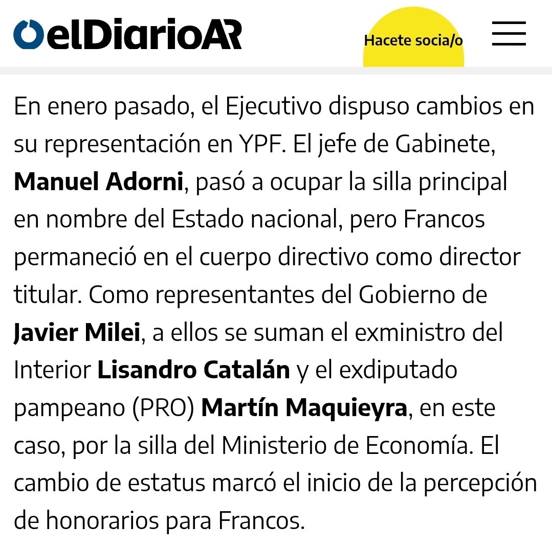 BiondiniCesar's tweet photo. Guillermo Francos dejó el gabinete y pasó a percibir honorarios como director de YPF: cerca de $80 millones mensuales en promedio, según datos publicados.
Manuel Adorni también integra el directorio.
¿No era que venían a terminar con la casta? https://t.co/ZrDfMcT210