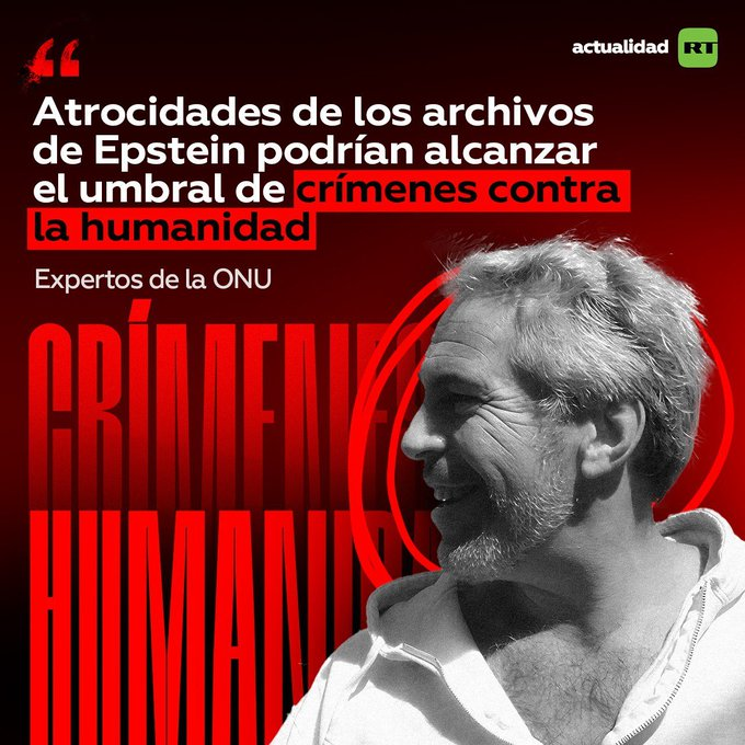 ActualidadRT's tweet photo. 🚨 "Una empresa criminal global". Así describe la ONU las inquietantes evidencias del caso Epstein 

❗️ Aquí puedes leer más detalles del estremecedor caso Epstein.↘️
https://t.co/oa6Jge3CCp https://t.co/zl8kMlKsZL