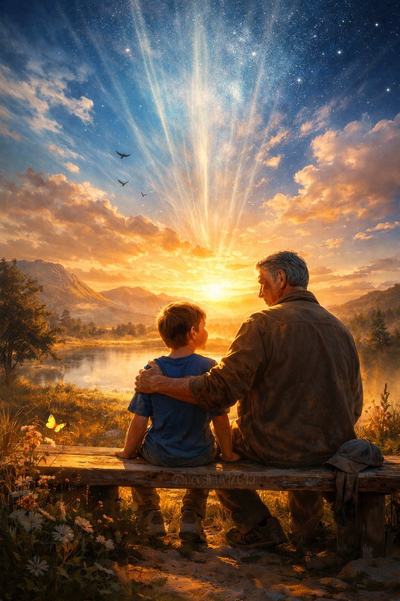 nordiqa42645's tweet image. 💥The Year 2050💥
(A Conversation Outside)

In the year 2050, a boy sits beside his grandfather on a wooden bench.
The air is clean.
The sky impossibly blue.
Birds arguing gently in the trees.

The boy swings his legs and looks up.

“How come?” he asks.
“How was it possible that