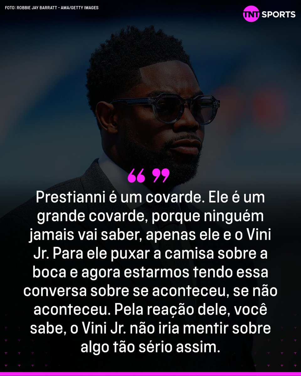 TNTSportsBR's tweet photo. MICAH RICHARDS NÃO POUPOU PALAVRAS SOBRE O CASO! 🗣️ O ex-jogador do Manchester City e atual comentarista da televisão britânica, acusou o argentino Gianluca Prestianni de ser covarde e saiu em defesa de Vini Jr. #CasaDaChampions #MFM https://t.co/0Rjc34eMI7