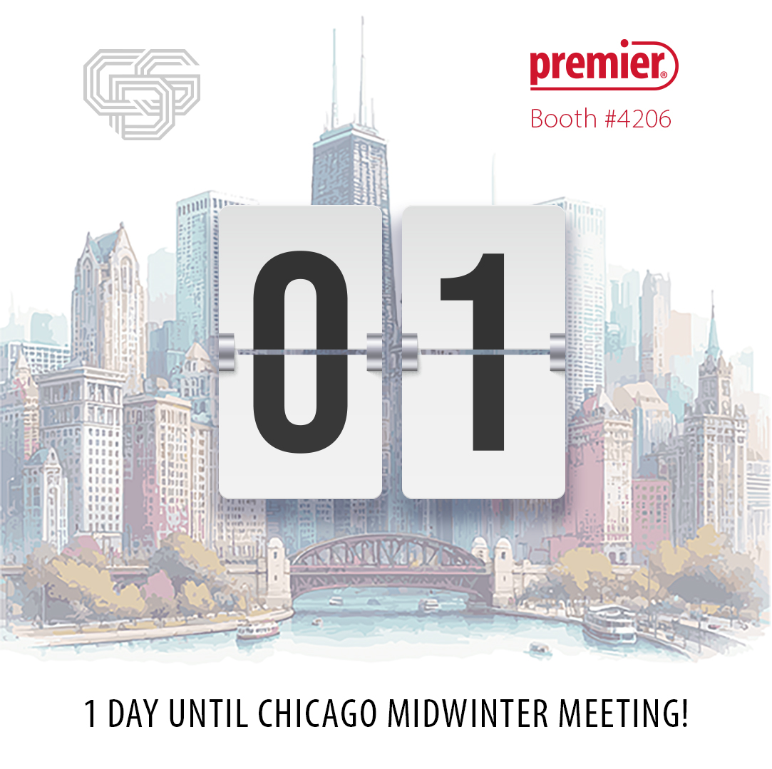 Only 1 day to go! We can’t wait to welcome you at the Chicago Midwinter Meeting. Stop by Premier Dental’s Booth #4206 for exciting new products and friendly faces. See you soon!