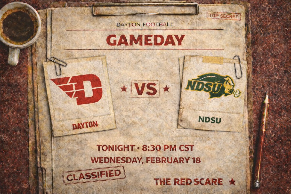 RFCL_UD's tweet photo. GAMEDAY.
No politics. No mercy. Just football.

Dayton vs NDSU
Tonight.

They’re walking into our file.

🔴 #RedScare
#GameDay #Flyers https://t.co/OukPmkKBzs