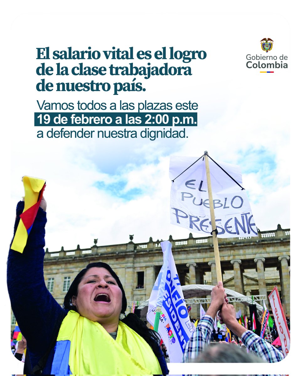 El salario vital es un derecho adquirido por la clase trabajadora.
Este 19 de febrero, #ALasPlazasPorElSalarioVital desde las 2:00 p. m., porque esta conquista histórica debe mantenerse para garantizar dignidad a cada trabajador y trabajadora.