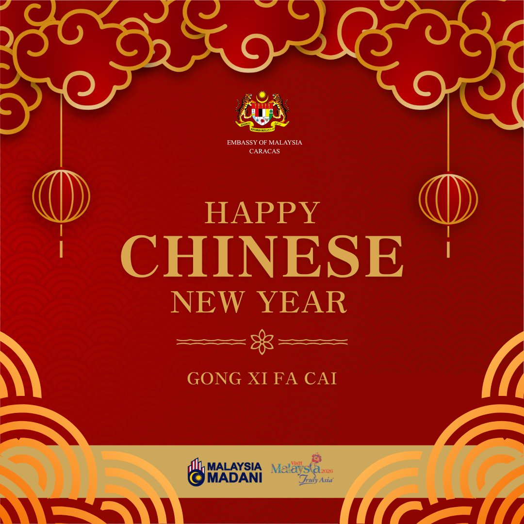 MYEmbCaracas's tweet photo. Wishing all a Happy Chinese New Year. 

May the new year usher in good health, prosperity, and renewed opportunities for peace, friendship, and cooperation. https://t.co/Z4fzZrQCRB
