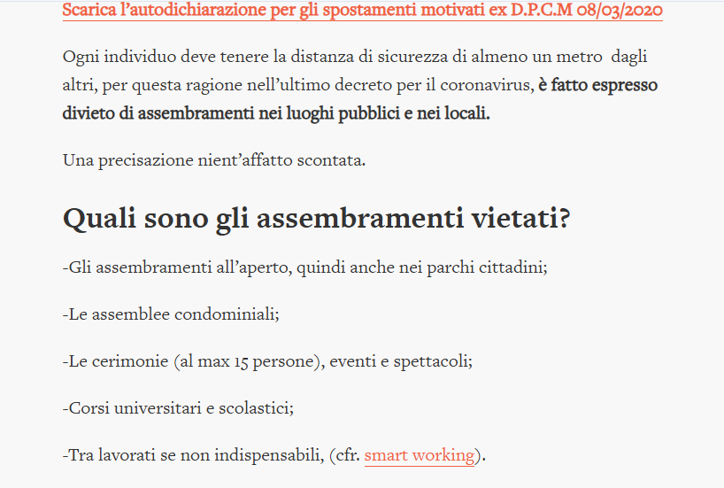 Erinni15's tweet image. Era #covid #coronavirus 
Quali sono gli assembramenti vietati?
Quali sono le conseguenze penali qualora si costituiscano assembramenti vietati?
"... stabilendo il divieto assembramenti e  di spostamenti se non per comprovati motivi."
diritto.it/quali-sono-gli…