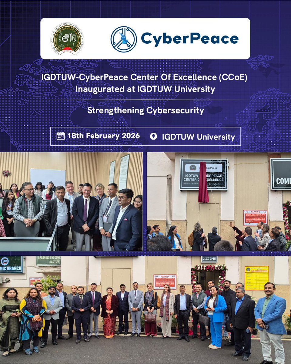 cyberpeacengo's tweet image. The IGDTUW – #CyberPeace☮️ Cyber Center of Excellence (CCoE) has been inaugurated at  📌 @IGDTUW_Delhi, New Delhi, creating a dynamic ecosystem for cyber innovation, education, and impact.

The inauguration was graced by distinguished leaders and experts :
👤 Mr. Jay Bavisi –