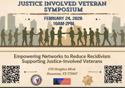 NeighborHOU's tweet image. Join us for an event focused on building strong support systems for justice, involved veterans. We’ll explore strategies and resources, that help reduce recidivism and create pathways to success. #HouNeighborhoods #VeteranSupport #JusticeInvolvedVeterans #ReducingRecidivism