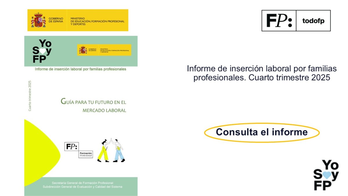 todofp's tweet photo. 📣 Informe de inserción laboral por familias profesionales. Cuarto trimestre 2025. #TodoFP #yosoyFP
🔴Consulta el informe 
🔍 https://t.co/vnG4WeqOOi https://t.co/5dli4e9Jgx