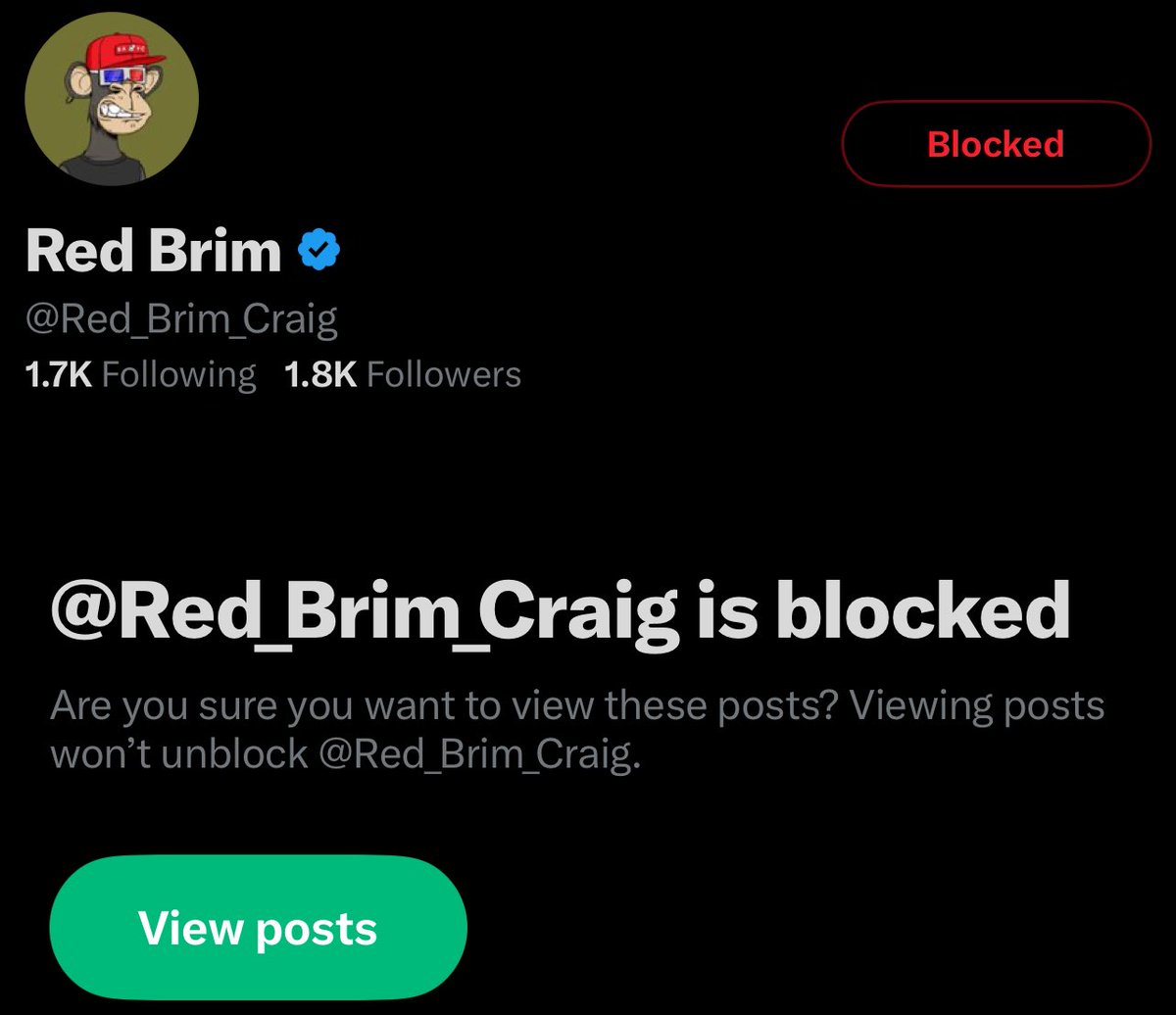 🚨 Attention EVERYONE

Mark the Ape scammer I called out the other day has rebranded to 

Red Brim Craig block and repost he's promoting scam collections and pretending to be a whale in several projects... using that as a method to deceive 

Stay safe out there! Block this scum!