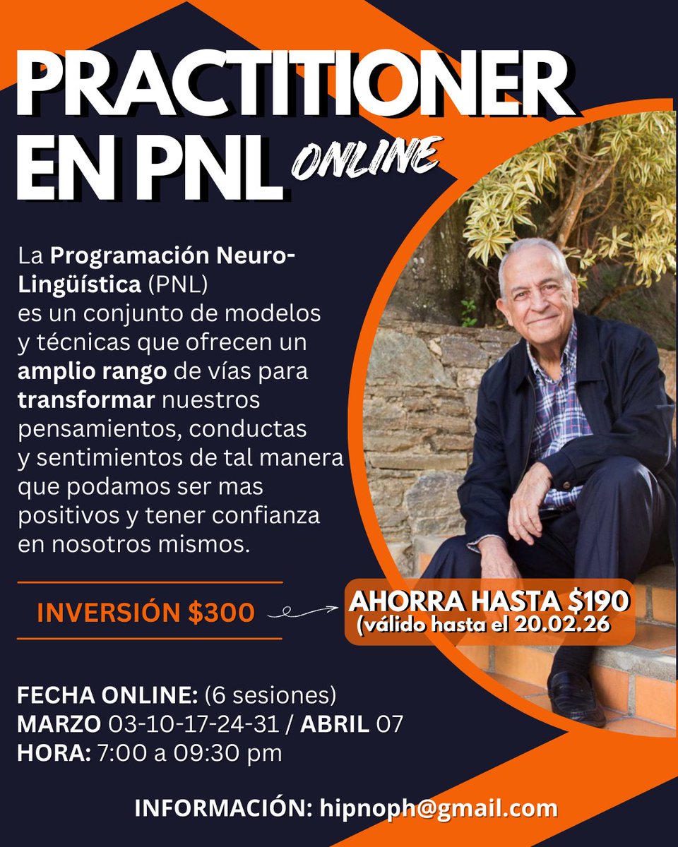 HACKEA TU MENTE
AHORA TIENES + CHANCE
Celebra con amigos!

Hasta el 20 de febrero Inscríbete al Practitioner en PNL y goza de 20% de descuento ADICIONAL al ya existente.

Ahorra entre un 53% y un 83%

📩 Hipnoph@gmail.com