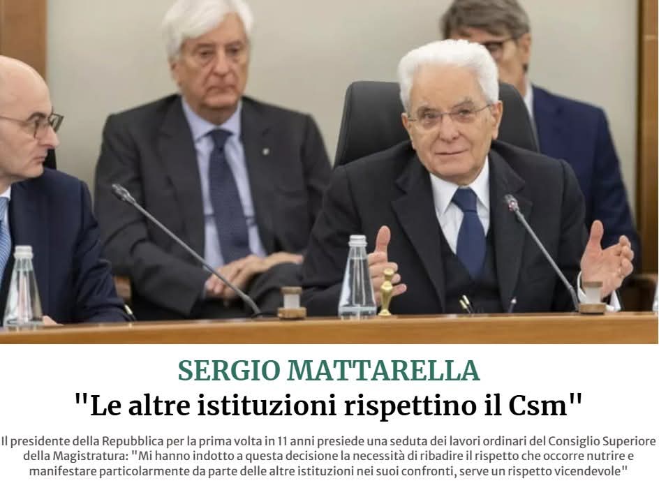 Per la prima volta in 11 anni Mattarella presiede il CSM. 
Nordio ora dovrebbe chiedere scusa a tutti giudici del CSM. 
Quello che sta accadendo in queste ore è un motivo in più per votare NO. 
#iovotoNO