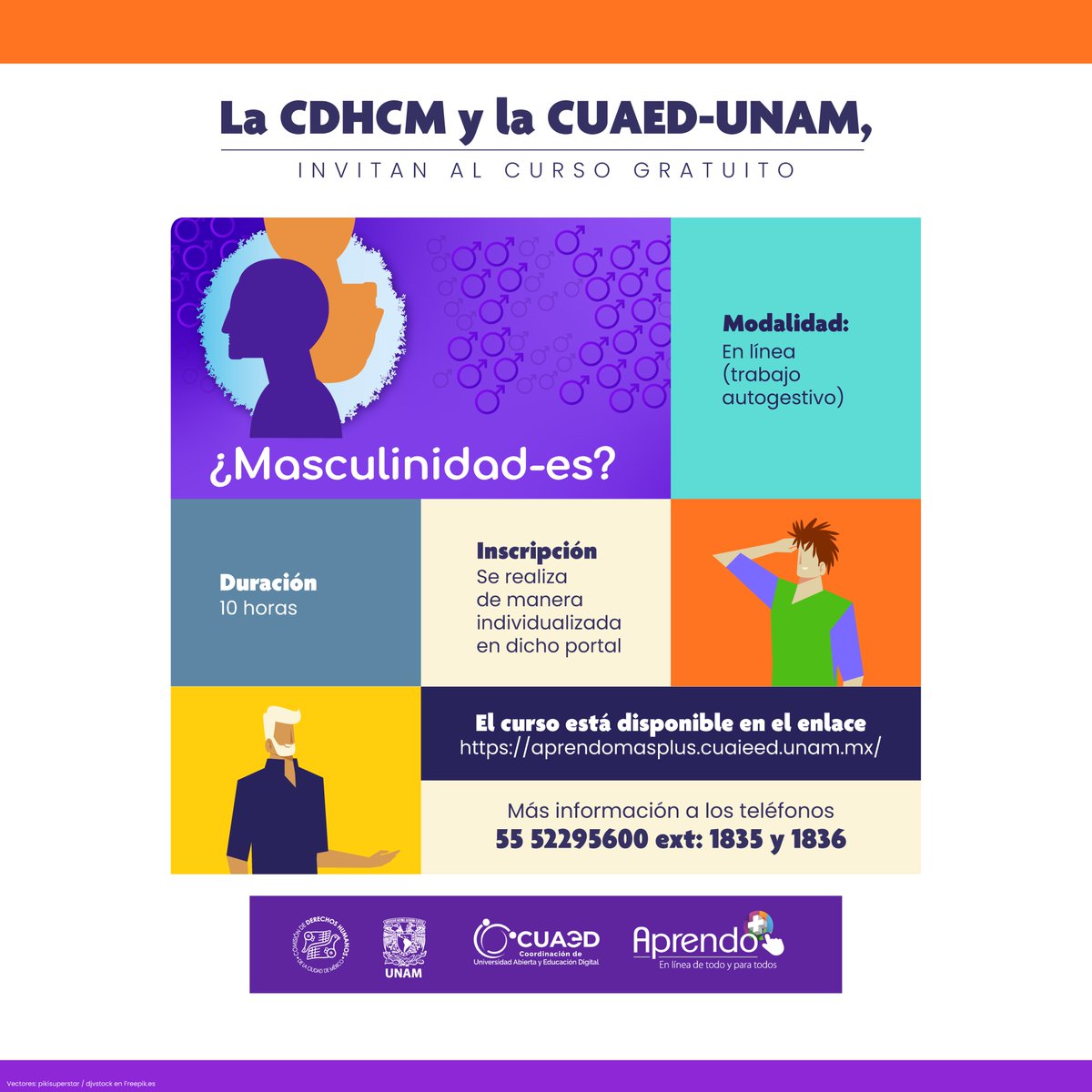 ¡Avancemos hacia la construcción de masculinidades alternativas! 👨🏽👨🏿‍🦱👨🏻‍🦳

La #CDHCM y <a href="/cuaedunam/">CUAED UNAM</a>, te ofrecemos el curso en línea "¿Masculinidad-es?". ¡Te invitamos a inscribirte, es gratuito! 👨🏽‍💻

Regístrate en: aprendomasplus.cuaed.unam.mx 👈
