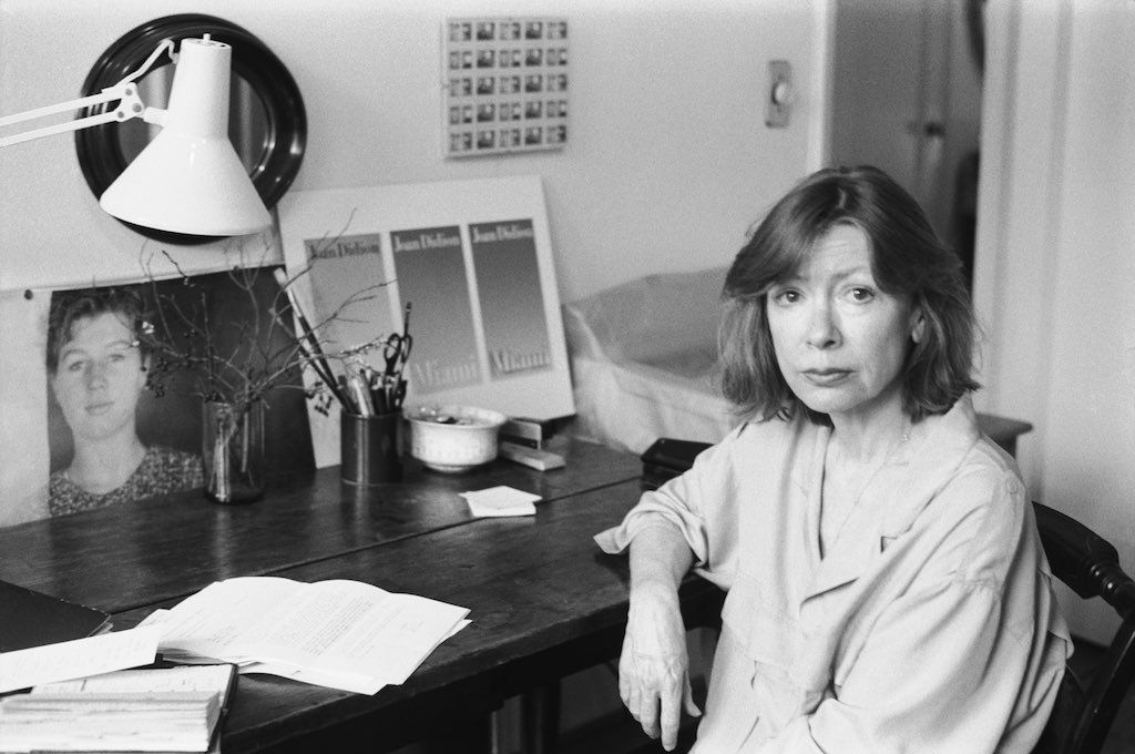 Joan Didion at her work desk.