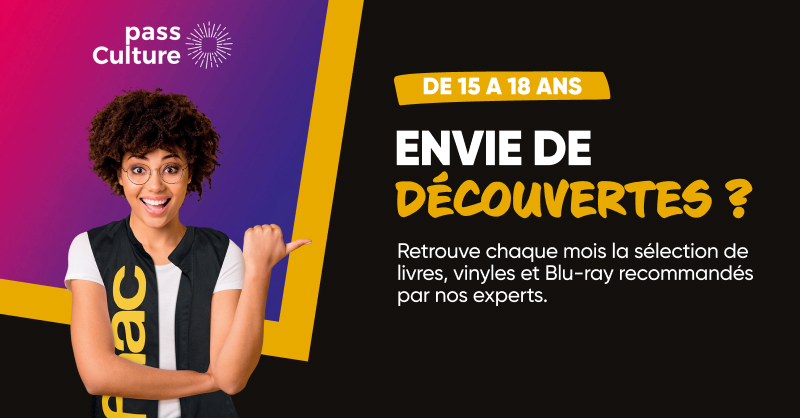 Fnac's tweet photo. #PassCulture ✨ Envie de découvertes ? Laissez vous tenter par la sélection culturelle du mois de mars  📚🎼 🎬 recommandés par nos experts 👉 https://t.co/tRwBcbhMs8 https://t.co/acmgKe3Ilc