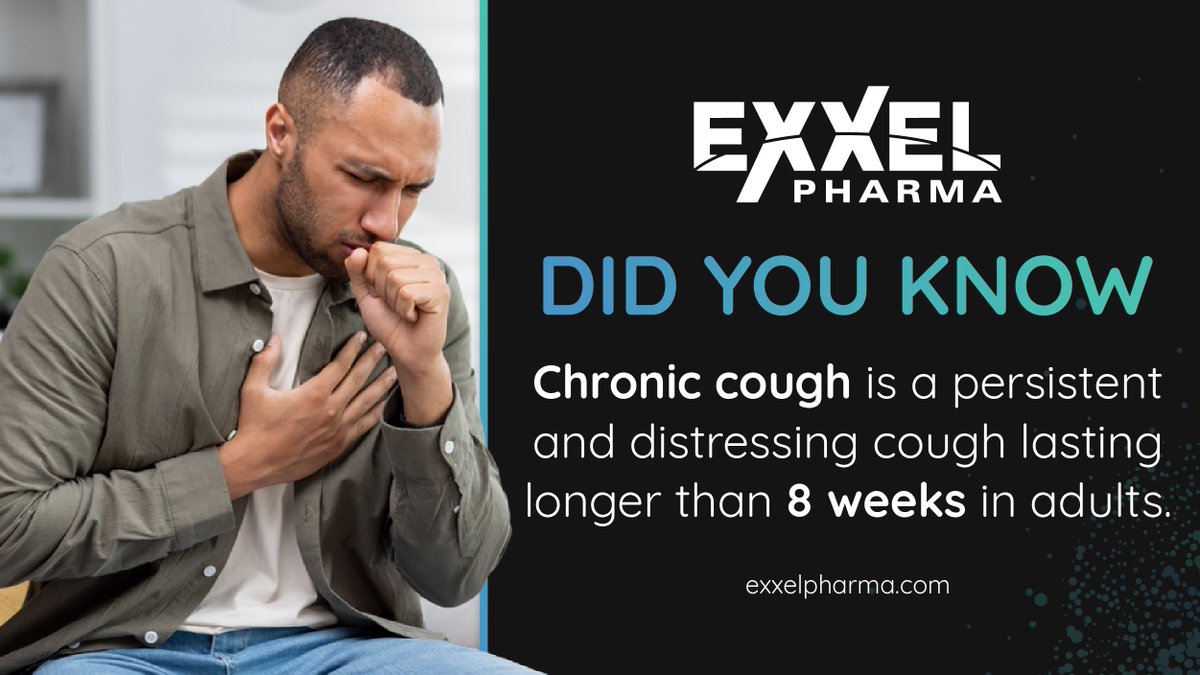ExxelPharm's tweet photo. #DidYouKnow: Chronic cough is a persistent and distressing cough lasting longer than 8 weeks in adults. Learn more: https://t.co/IgIdnjsjno 

#ChronicCough #NeuropathicPain https://t.co/XvaQeZNjVv