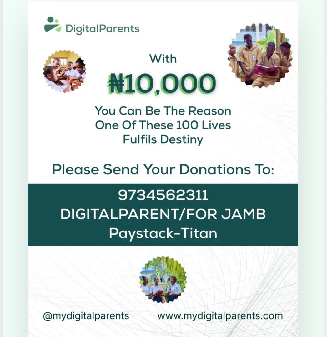 mydigiparents's tweet photo. For thousands of Nigerian students, the Joint Admissions and Matriculation Board (JAMB) is the gateway to higher education.

Yet for many brilliant, determined students, the cost of registration is a barrier. https://t.co/YuaF5OGAMU