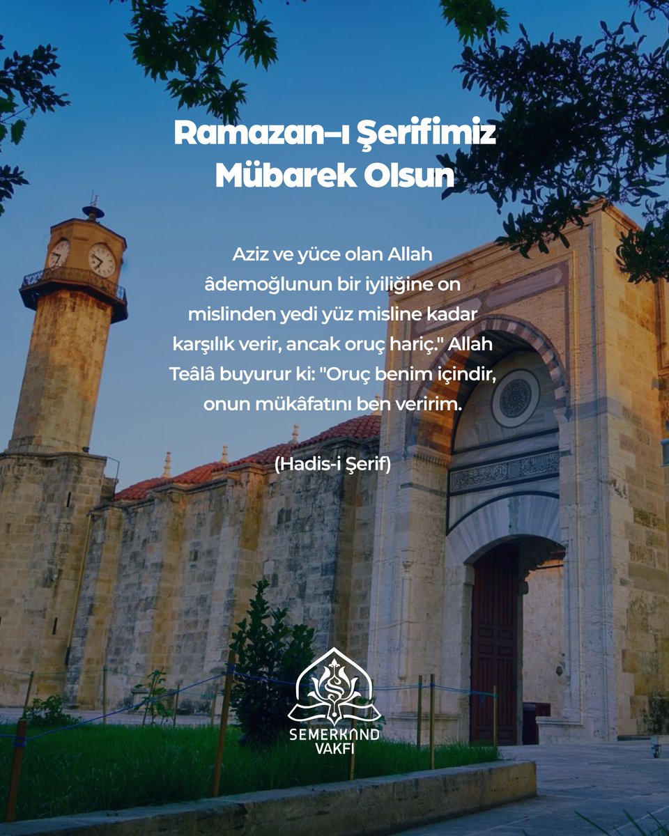 Semerkandvakfi's tweet photo. Bin aydan hayırlı Kadir Gecesi’ni içinde saklayan; oruç, teravih, mukabele ve rahmet ayı Ramazan-ı Şerif’e bizi ulaştıran kerem sahibi Allah Teâlâ’ya hamdüsenalar olsun. https://t.co/tcEkf26Rhp
