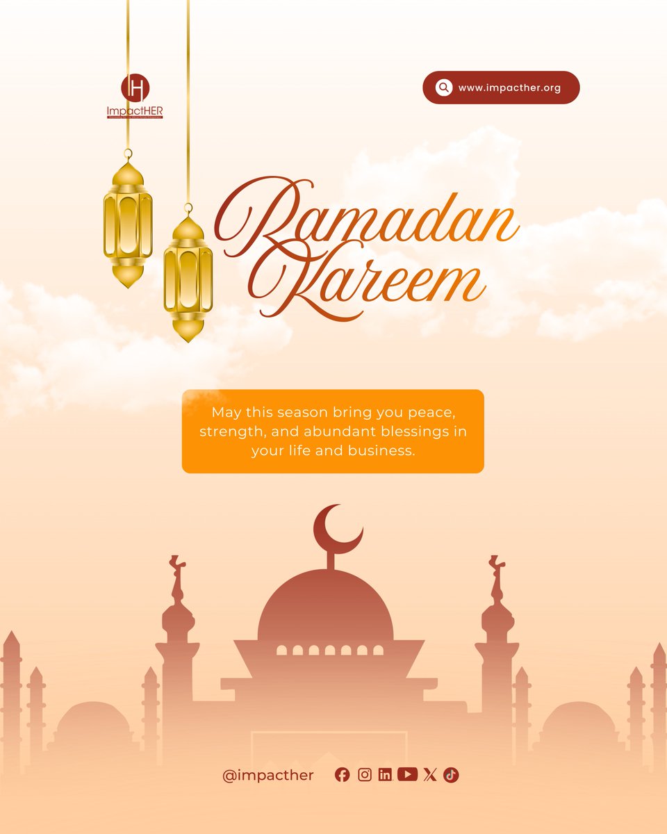 ImpactHERAfrica's tweet photo. Ramadan Kareem to our community of strong and inspiring women 🌙

May this season bring peace, blessings, and growth in your life and business.

We celebrate you. Always. 💚

#RamadanKareem #ImpactHER https://t.co/XHPoFP7fPq