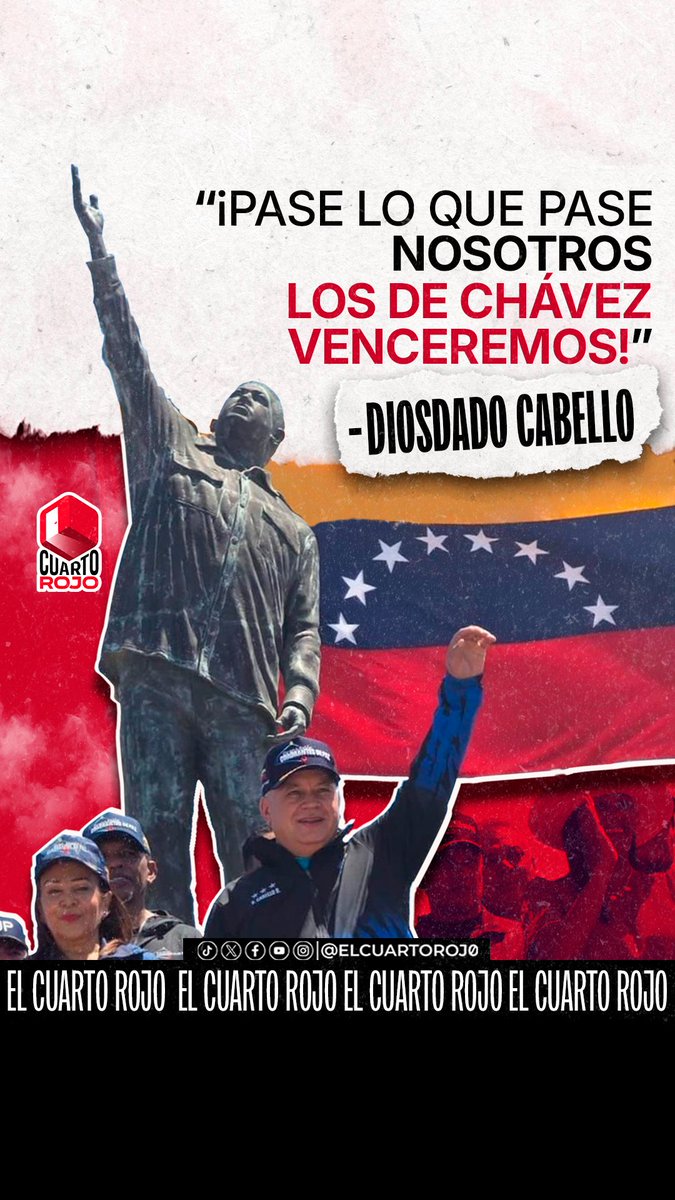 #Carnavales El MIJP Diosdado Cabello, desde la isla de Margarita, en la estatua del Comandante Hugo Chávez 🇻🇪 ✊🏼

El líder chavista, en compañía del pueblo margariteño lo dejó bien claro:

"¡PASE LO QUE PASE, NOSOTROS LOS DE CHÁVEZ VENCEREMOS!"

#CarnavalesPorLaPaz #18Feb