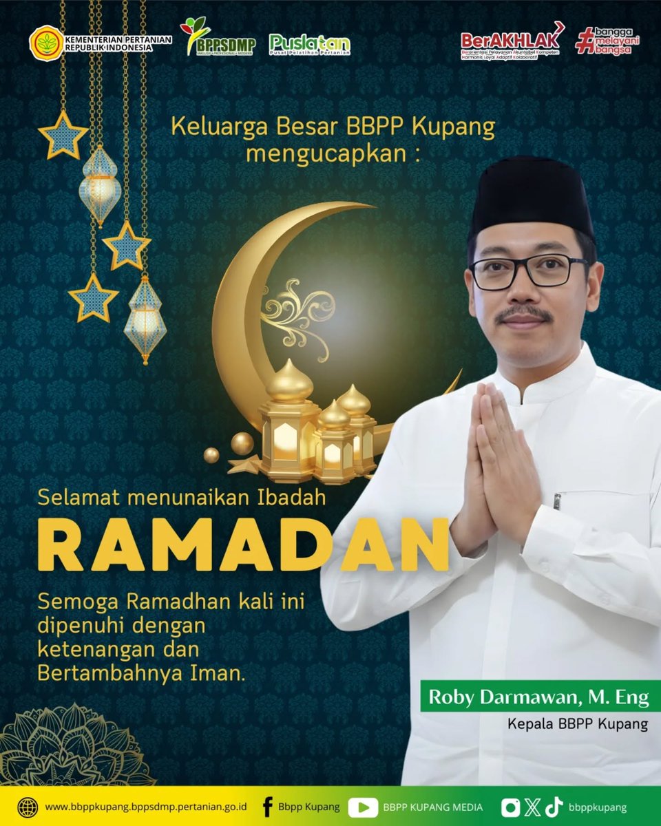 eluarga Besar BBPP Kupang mengucapkan Selamat Menunaikan Ibadah Ramadhan 1447H.
Marhaban yaa Ramadhan
#kementan #bppsdmp #bbppkupang