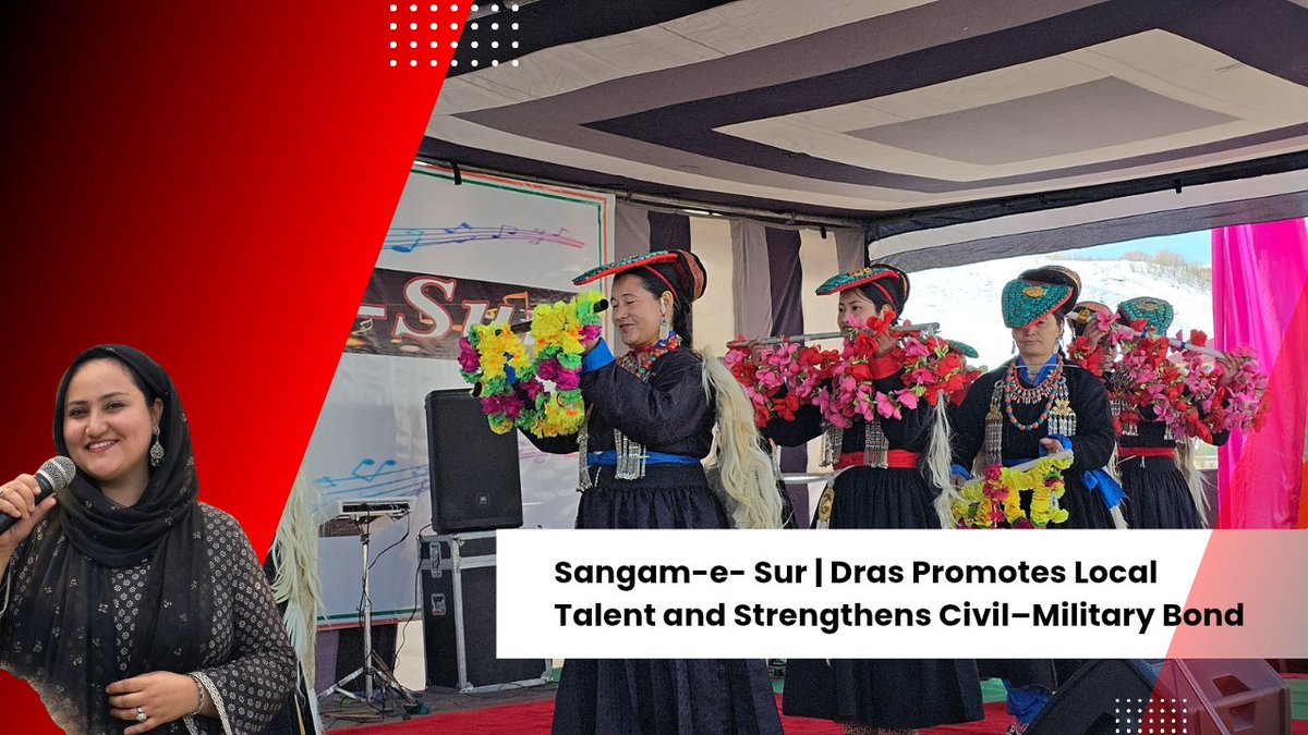 Indian Army’s <a href="/firefurycorps/">@firefurycorps_IA</a> organised Sangam–e–Sur at Dras, providing a vibrant platform for local artists to showcase their talent
Over 600 people attended the cultural evening, appreciating the Army’s efforts in nurturing youth &amp; strengthening civil–military unity in Ladakh