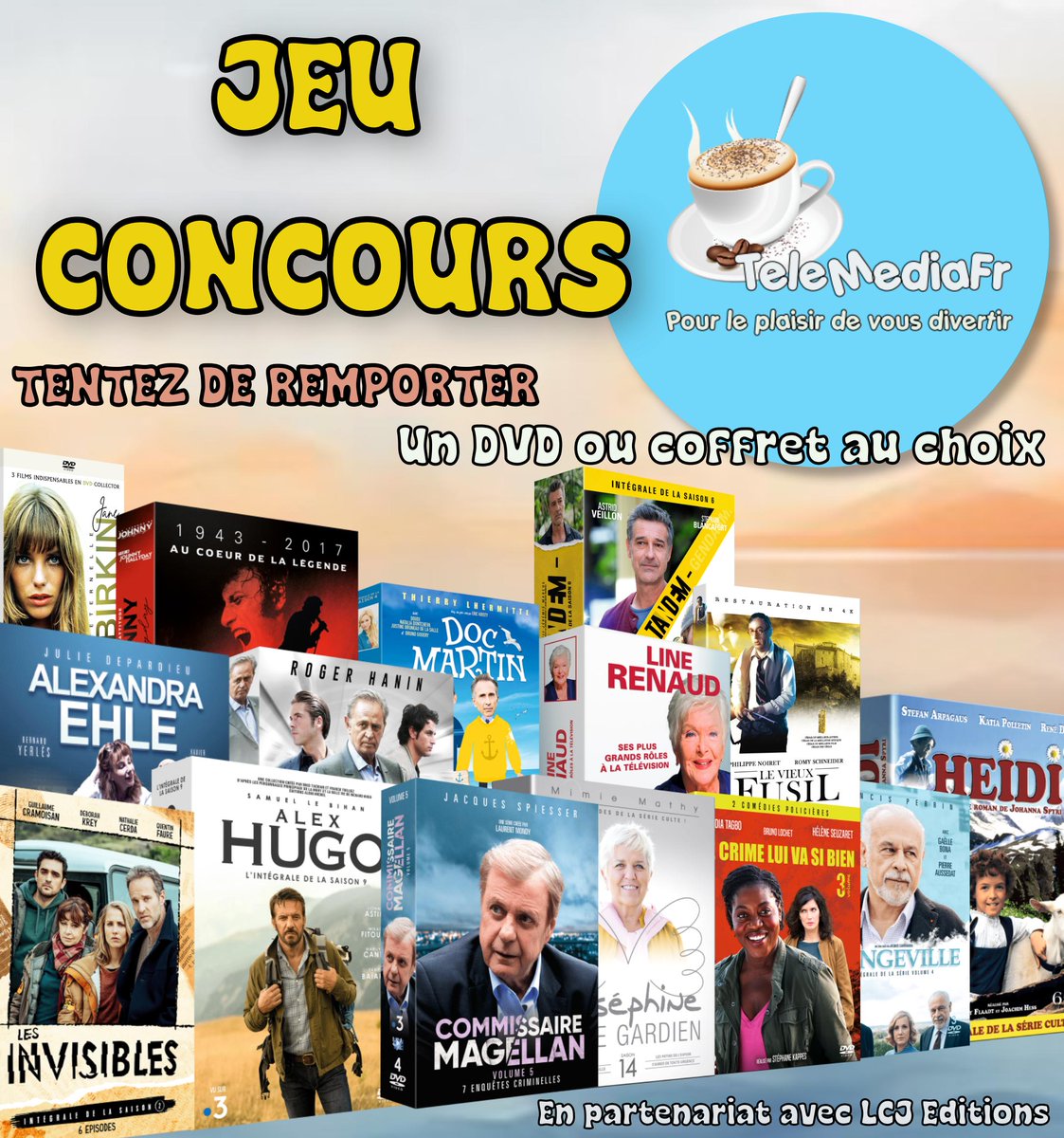 JEU CONCOURS 🎁📀

<a href="/et_lcj/">LCJ Editions et Productions</a> offre à 3 gagnant(e)s un coffret DVD au choix 😍

Pour participer :
- RT + follow  <a href="/TeleMediaFr/">TeleMediaFr</a> 
- Commente le coffret à choisir chez🔗lcj-editions.com avec le #TeleMediaFrOffreMoi

🍀Tirage le 22 mars