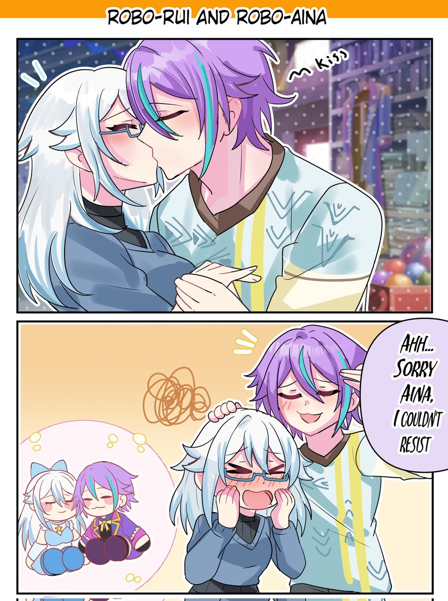 Kyara_BimuuYume's tweet photo. 🎀🎈Robo-Rui and Robo-Aina🎈🎀

Little comic of these little guys Rui created hehe
I posted another time ago with Aina and RoboRui, I hope you like this one too🤭✨

#yumetwt #ocxcanon
©Me! https://t.co/V1Z1sOg4ML