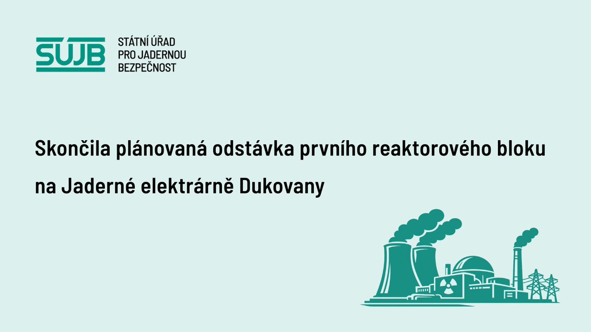 Skončila plánovaná odstávka prvního reaktorového bloku na JE Dukovany. Odstávka byla naplánována na 13.12.2025-19.02.2026. Díky hladkému průběhu prací mohla být ukončena již 16.02.2026. Všechny předepsané kontroly, testy a zkoušky proběhly úspěšně ✅