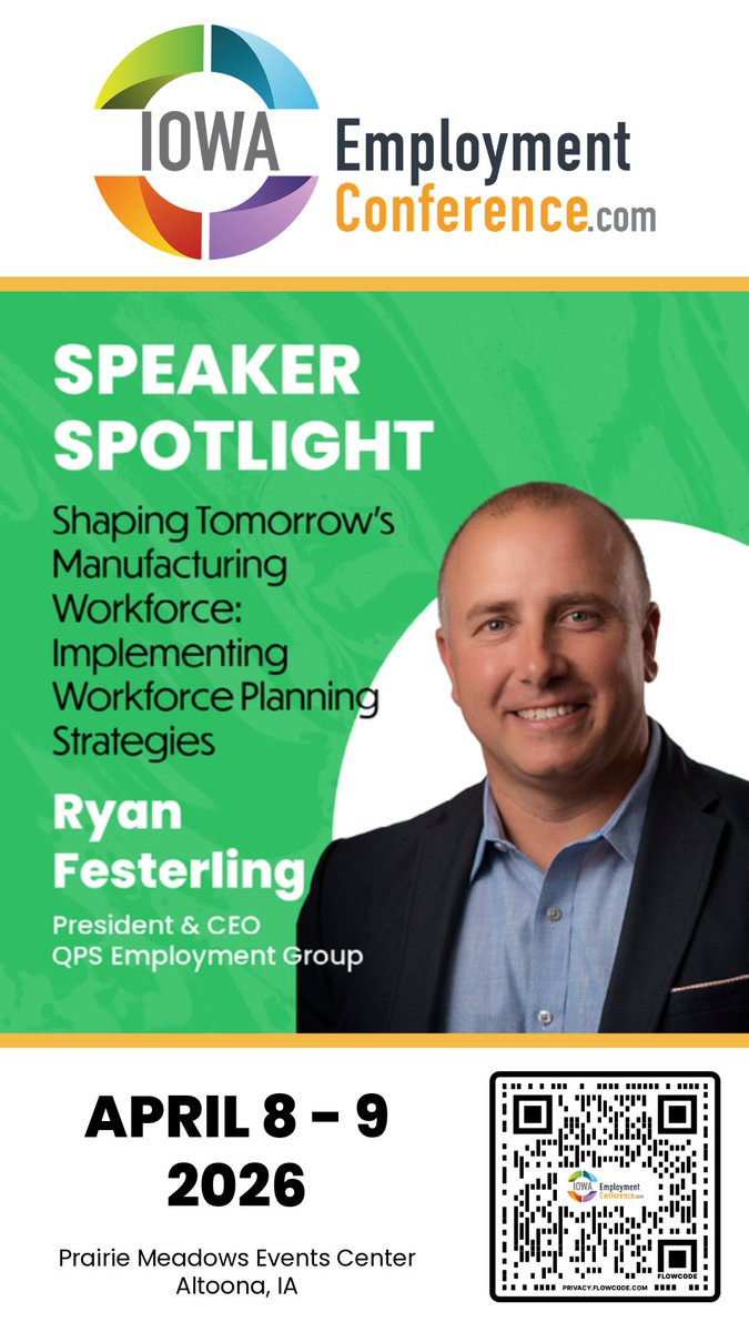 Ryan Festerling, with QPS Employment Group, is speaking on workforce planning strategies at #IEC2026 on April 8–9!

Read more about the speakers - conta.cc/4kej4bz

Register - conta.cc/4kbu6y