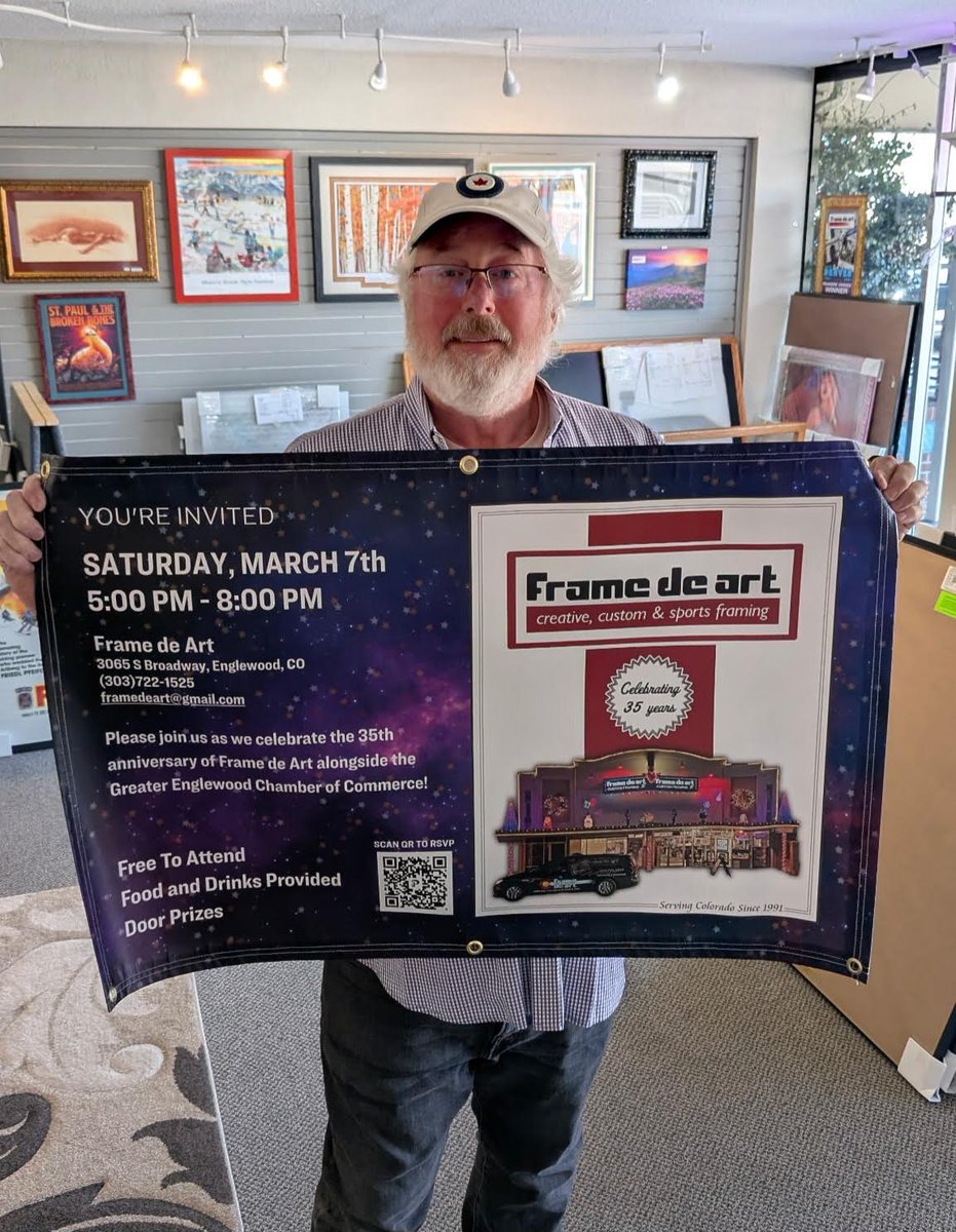 FrameDeArt's tweet image. In 18 days we will be celebrating our 35th Store Anniversary! Saturday March 7th, 5-8pm! Door prizes, food and drinks!  Link to rsvp!  shorturl.at/T1EFs

#35thAnniversary #Anniversary #BestFraming #BestofDenver #framedeart

@TruVueGlazing