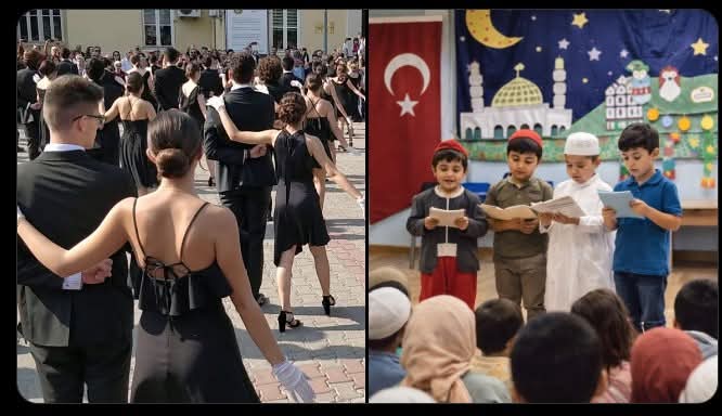 Okullarda yarı çıplak şekilde Vals oynayan öğrenciler medeni(!)

Ramazan etkinlikleri düzenleyen öğrenciler ise beyni sulanmış(!)

Az d@muz uşağı değilsiniz. 

-Kudursanız da kültürel hegemonyanız bitti!
<a href="/Yusuf__Tekin/">Yusuf Tekin</a> 
Adamdır Ve Yanındayız☝