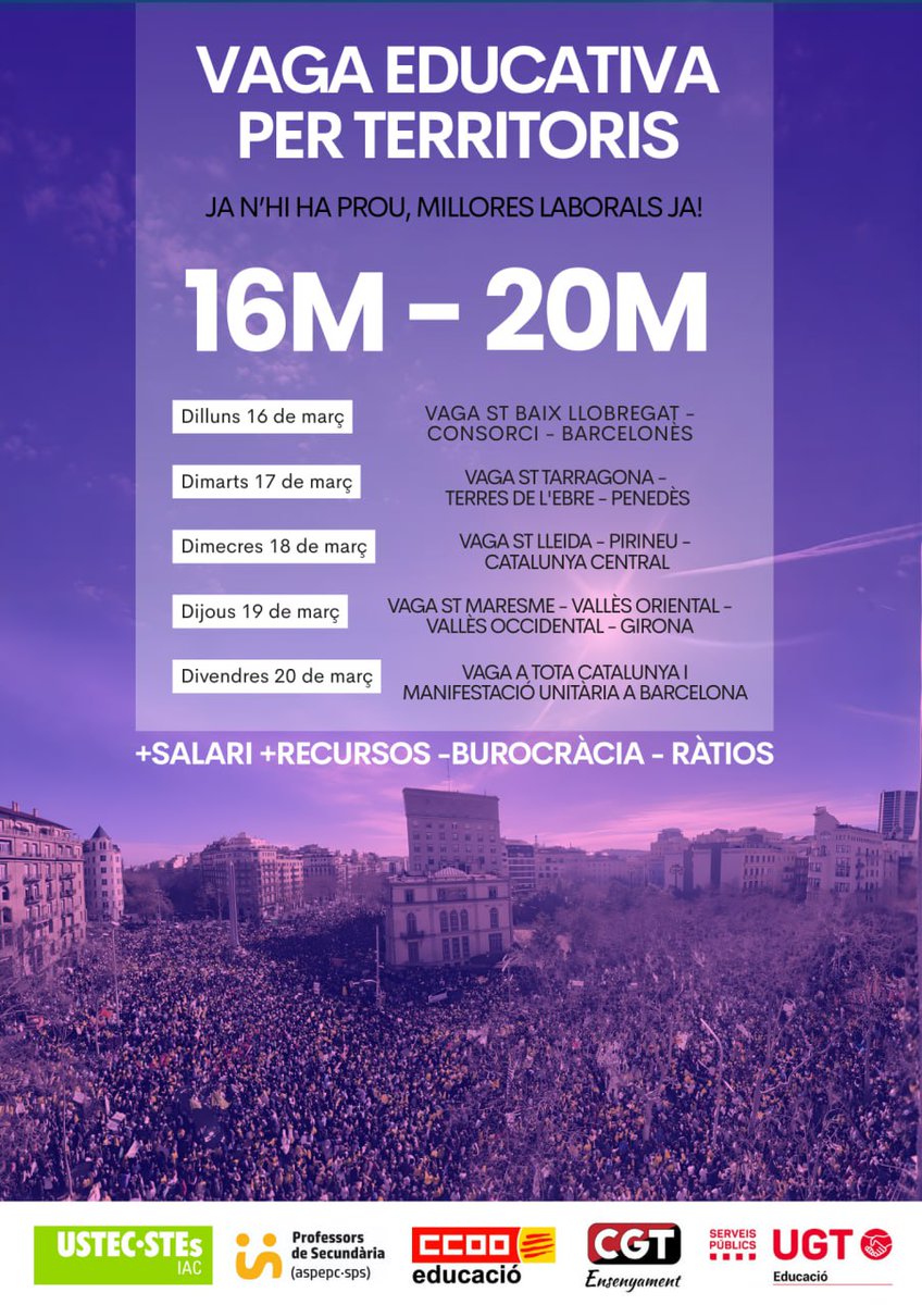 📢El Departament trasllada una primera proposta de negociació després de l’èxit de la vaga de l’11F.

😡Es tracta, però, d’una proposta clarament insuficient i que queda molt lluny de les nostres reivindicacions.

Consulta: sindicat.net/2026/02/18/com…