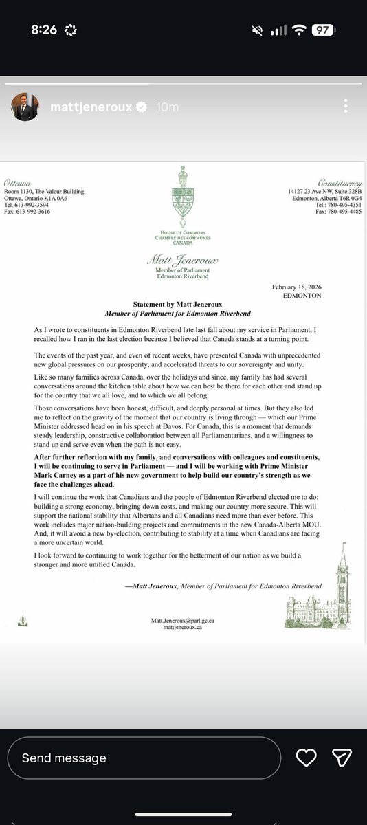 New statement from Matt Jeneroux 👀👀👀