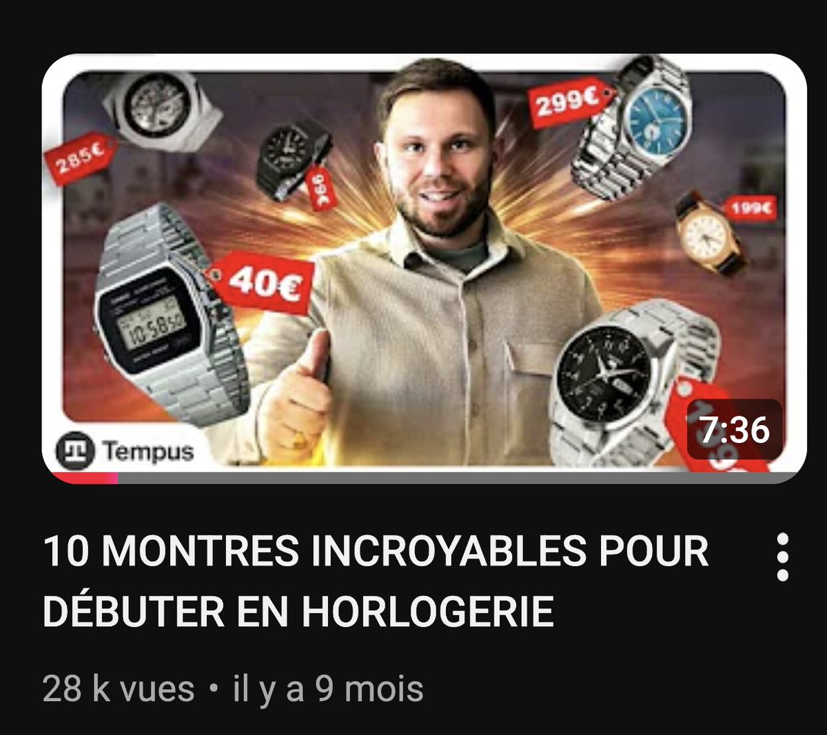 28k vues sur cette vidéo Youtube : 10 Montres incroyables pour débuter en Horlogerie 

lien ici, ça vaut le détour 👉🏼 youtube.com/watch?v=b8y5BS…