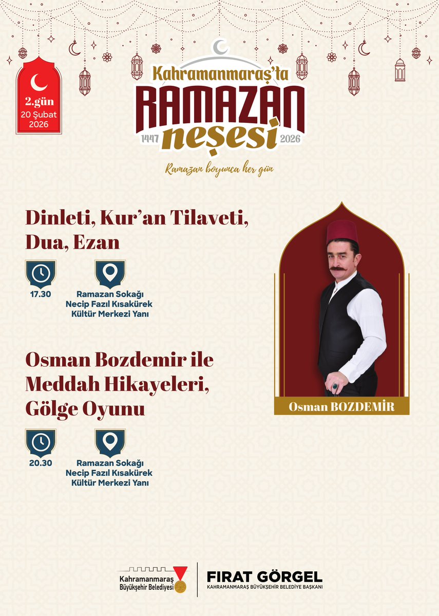 KAHRAMANMARAŞ’TA RAMAZAN AKŞAMLARI ETKİNLİKLERLE ŞENLENECEK 
memleket46.com/kahramanmaras-…