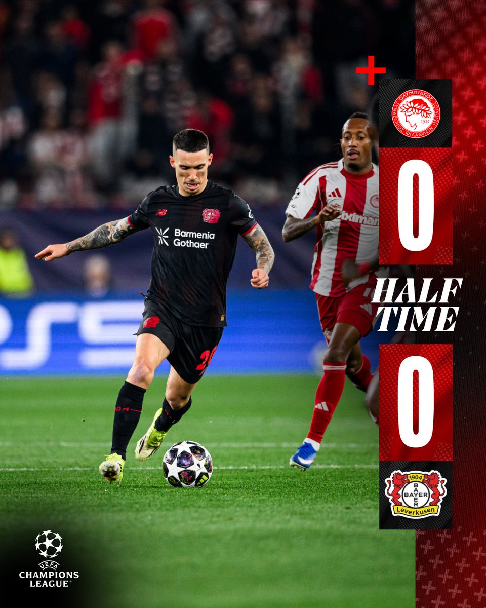 Level at the break, work to do. 👊

45+8' | 0-0 | #OLYB04 #UCL