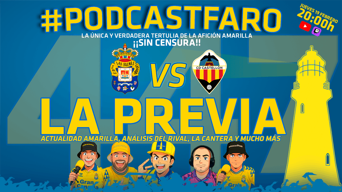 Buenos días, Faro ‼️

➡️ La mejor 𝗣𝗥𝗘𝗩𝗜𝗔 de la Afición amarilla con el ANÁLISIS de #LasPalmasCastellón con <a href="/CharlaAlbinegra/">🎙️La Charla Albinegra🎙️</a> , agenda de la Cantera y mucho más 💪

📱 Esta tarde a las 20:00h en YouTube y Twitch
